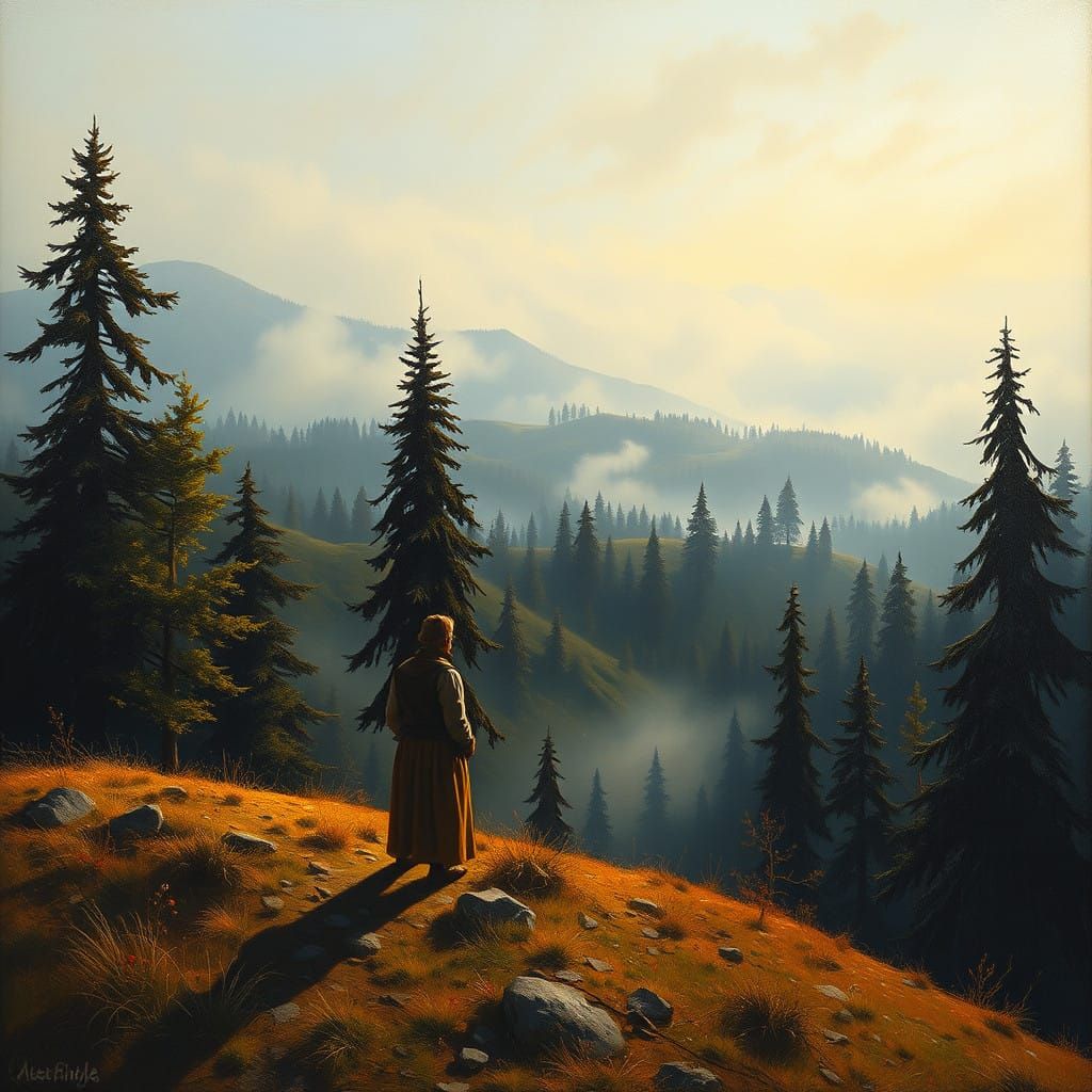 Romantic Landscape with Solitary Figure