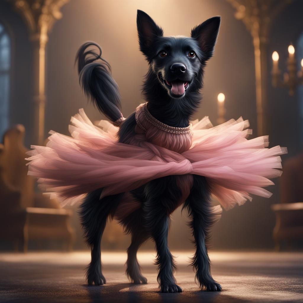 Dog Ballerina in Fantasy Art Style