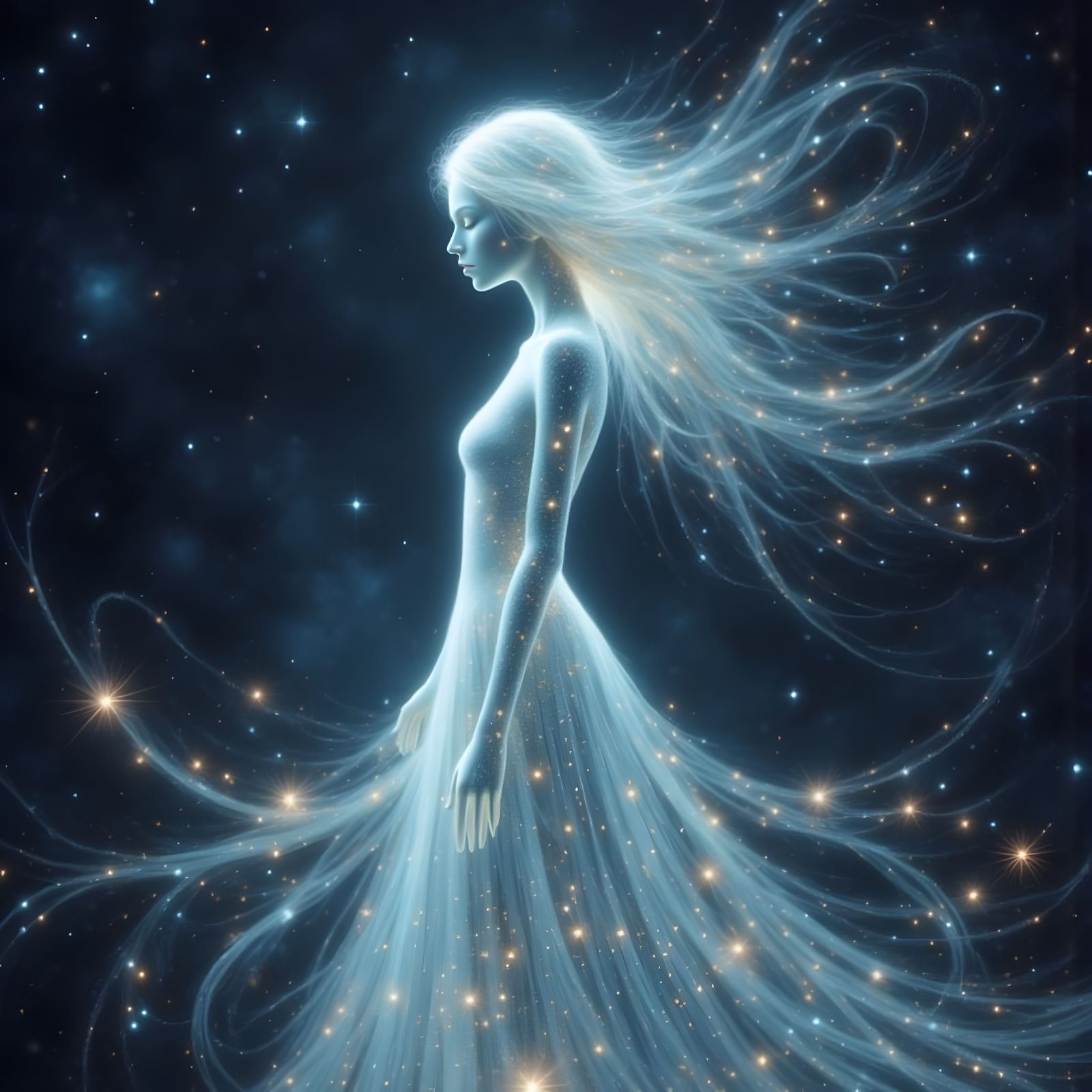 Ethereal Feminine Figure of Light and Mist