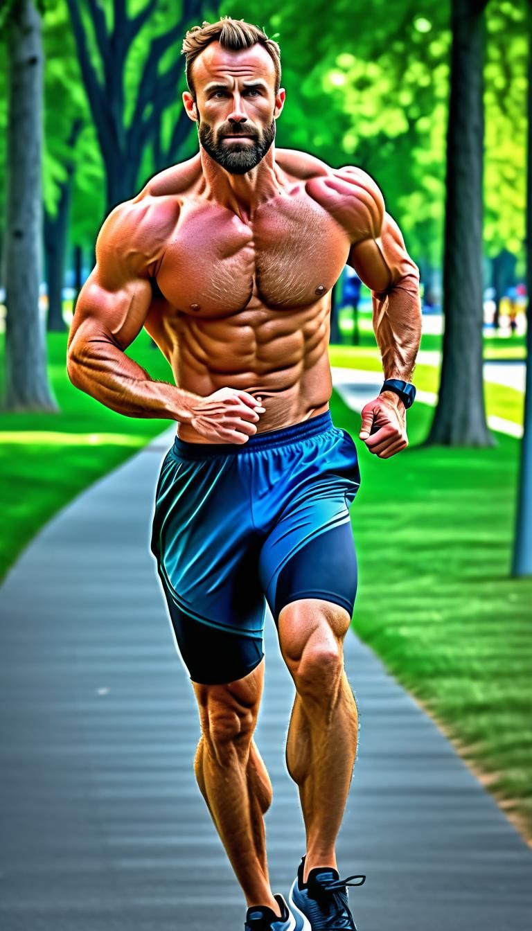Muscular Male Jogger in Digital Art Style