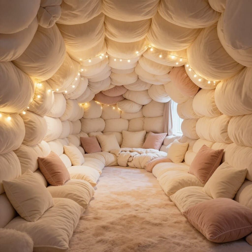 Cozy Pillow Fort Tunnel in Storybook Style