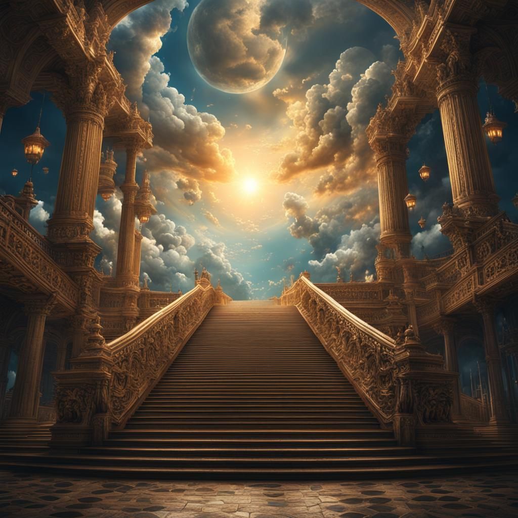 Epic Staircase to Heaven Digital Matte Painting