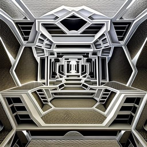 Retrofuturistic Sci-Fi Cube Building Concept Art