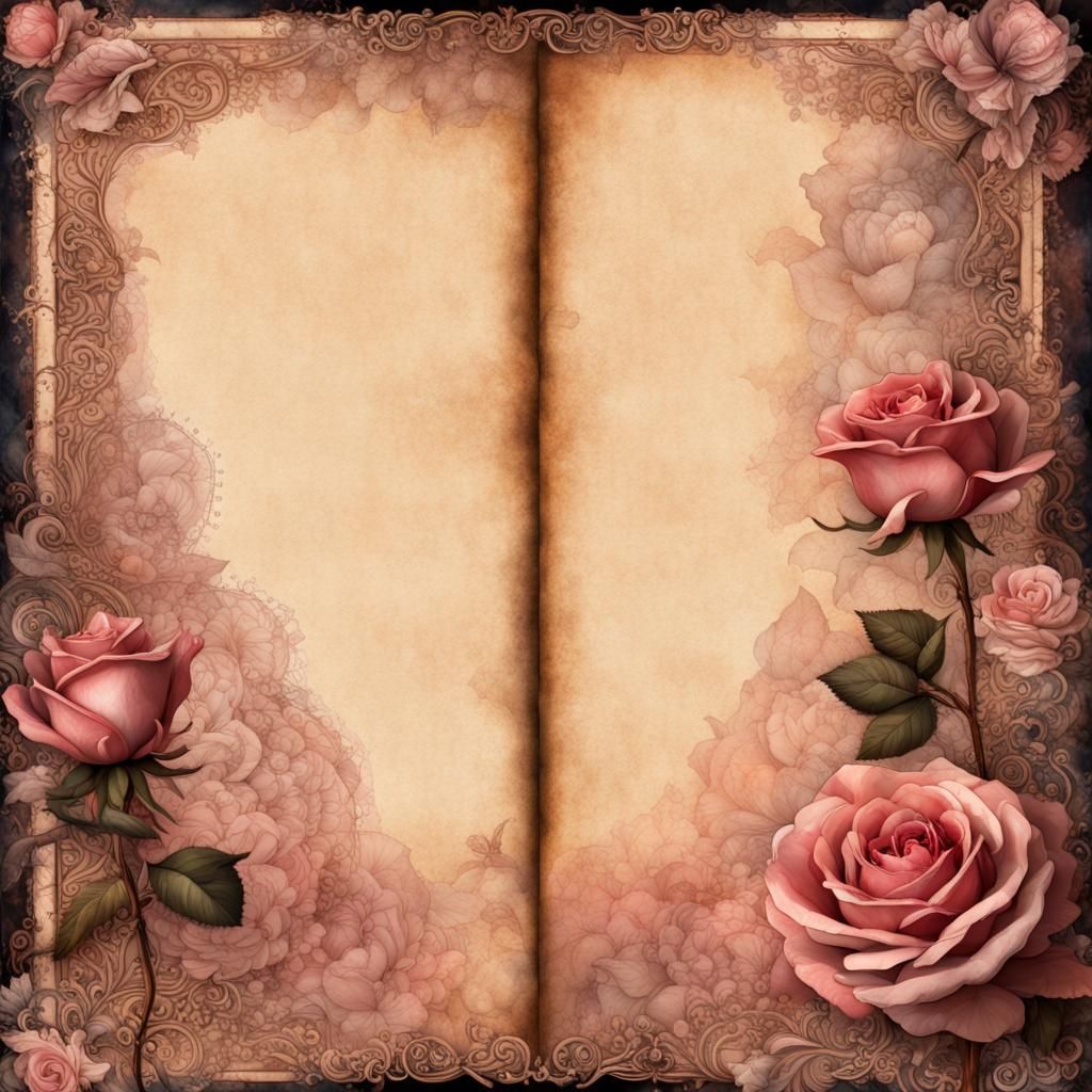 Steampunk Roses with Dewdrops and Vintage Elements