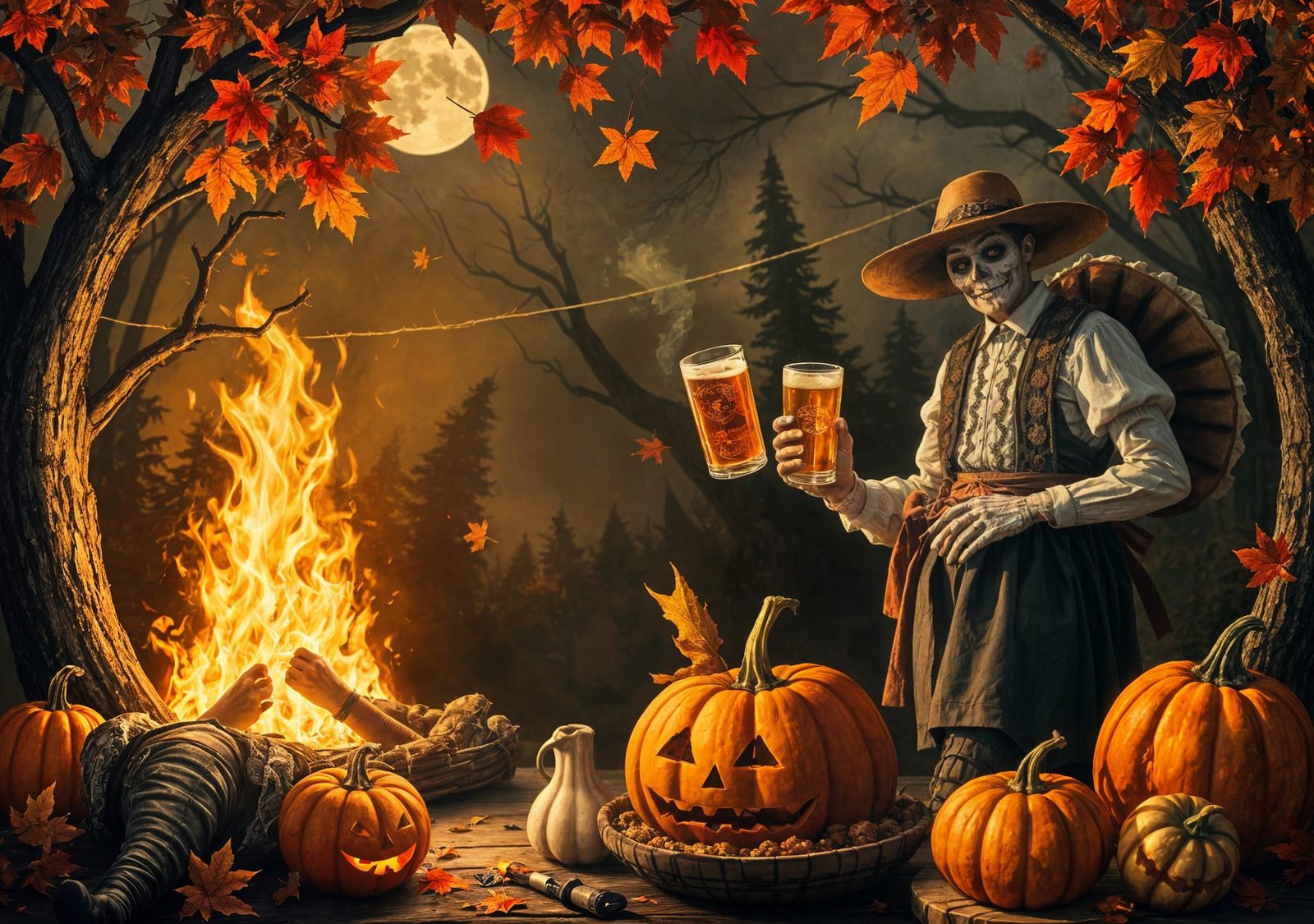 Festive Spooky Autumn Celebration in Grimdark Style