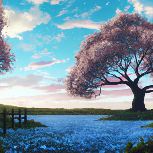 Cherry Blossoms in Meadow: Anime Key Visual
