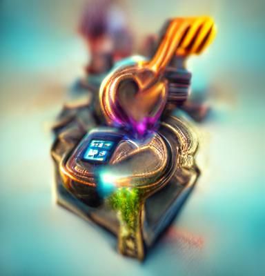 Heart Key Concept Art in Impressionism Style