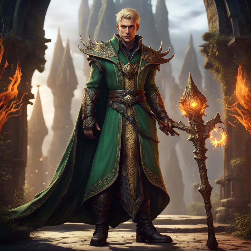 Eladrin Warlock with Staff: Fantasy Concept Art