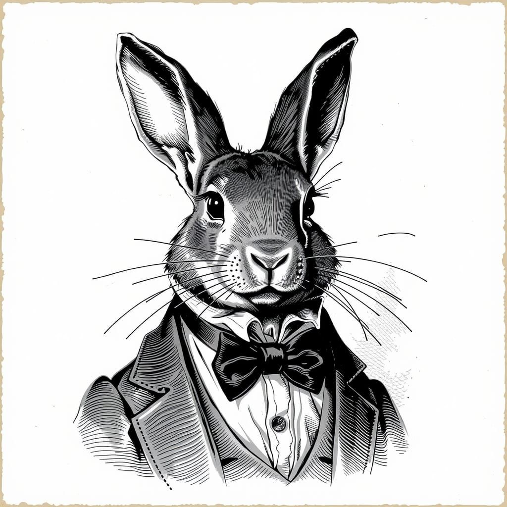 Classical Rabbit in Topographic Etching Style