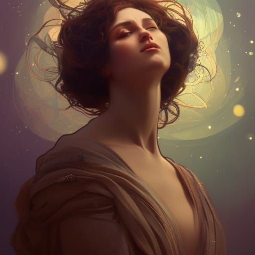 Ancient Woman Reaching for the Stars: Detailed Portrait