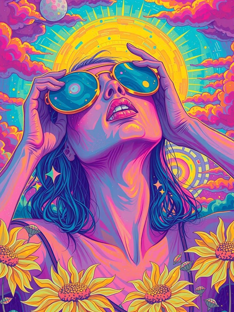 Vibrant Psychedelic Adventure in Bright Colors