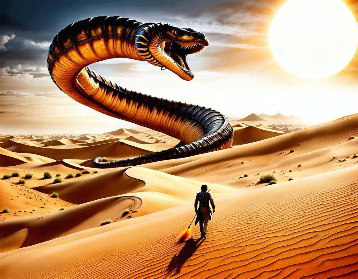 Paul Atreides Rides a Sandworm on Arrakis