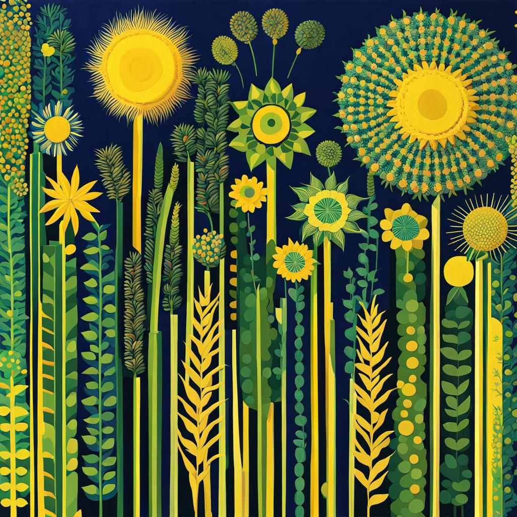 Pointillist Garden with Abstract Floral Patterns