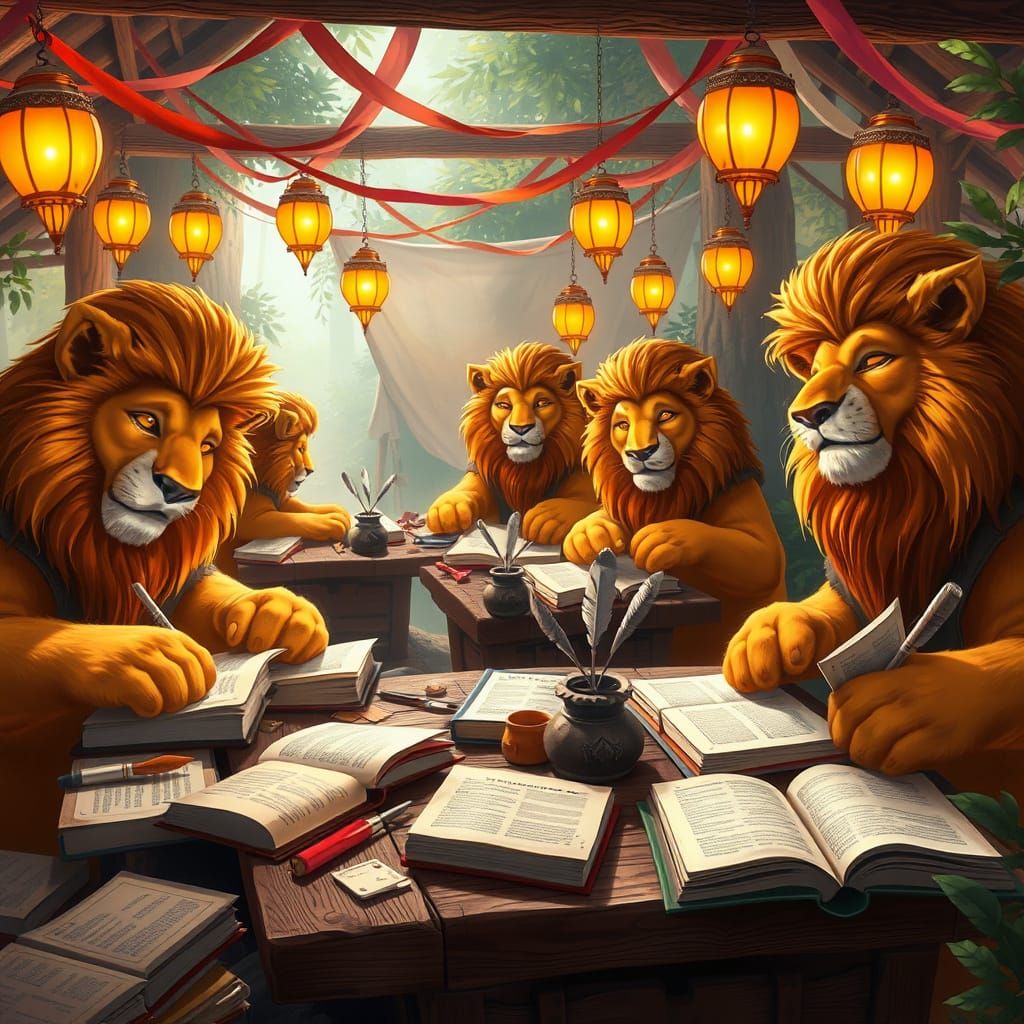Whimsical Lions Create Magical Books at Summer Camp
