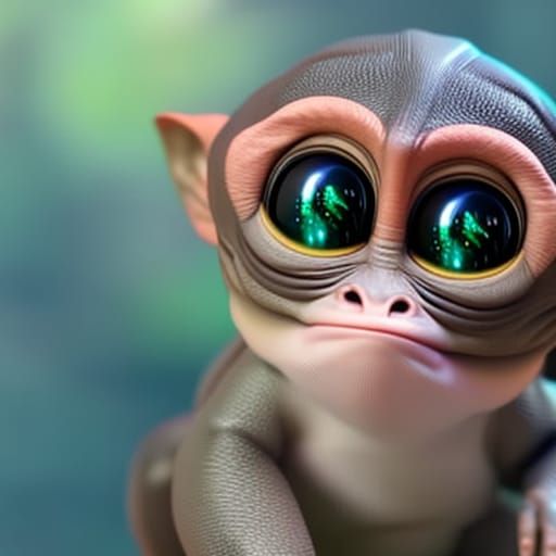 Adorable Snake-Monkey Alien in Photo Realistic 3D