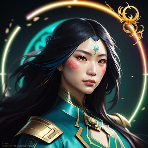 Elegant Portrait of 王晓晨 in Art Nouveau Style