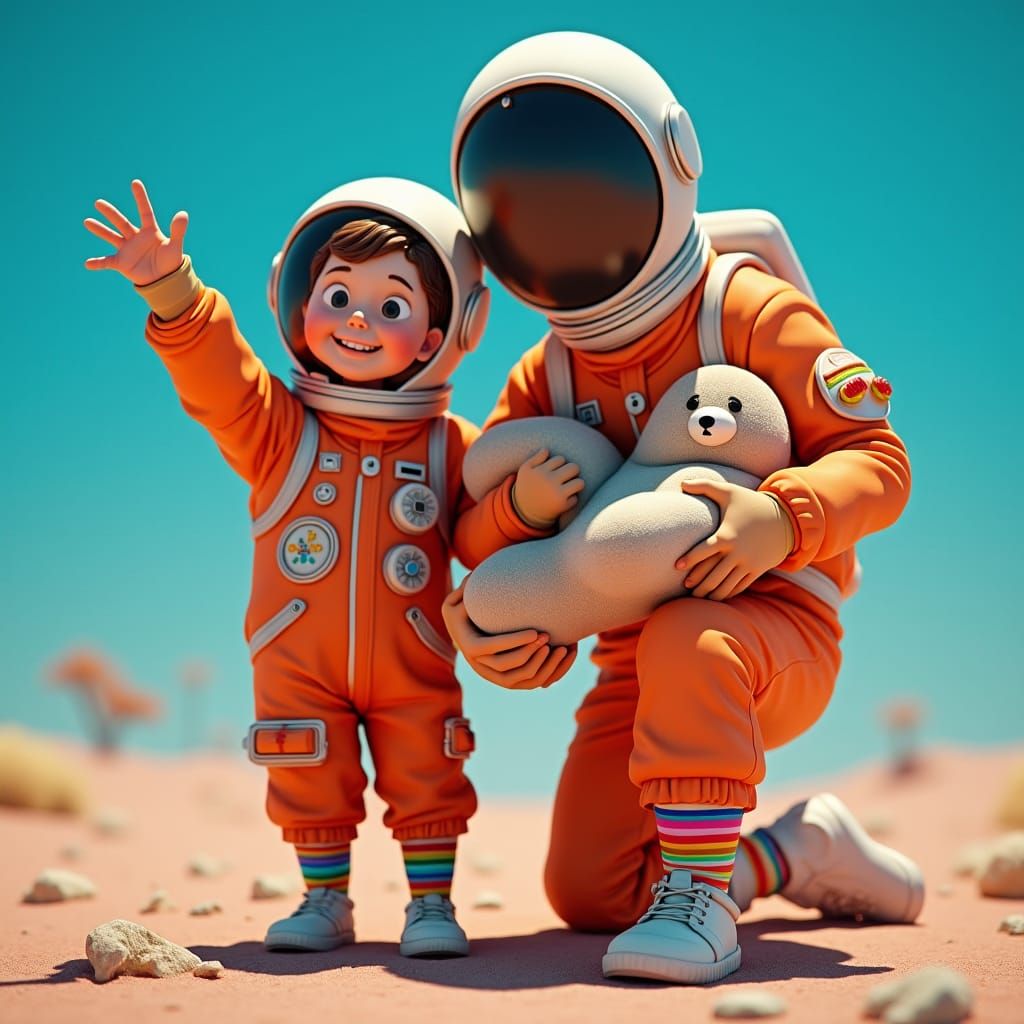 Astronaut and Body Pillow in Dreamlike Matte Painting