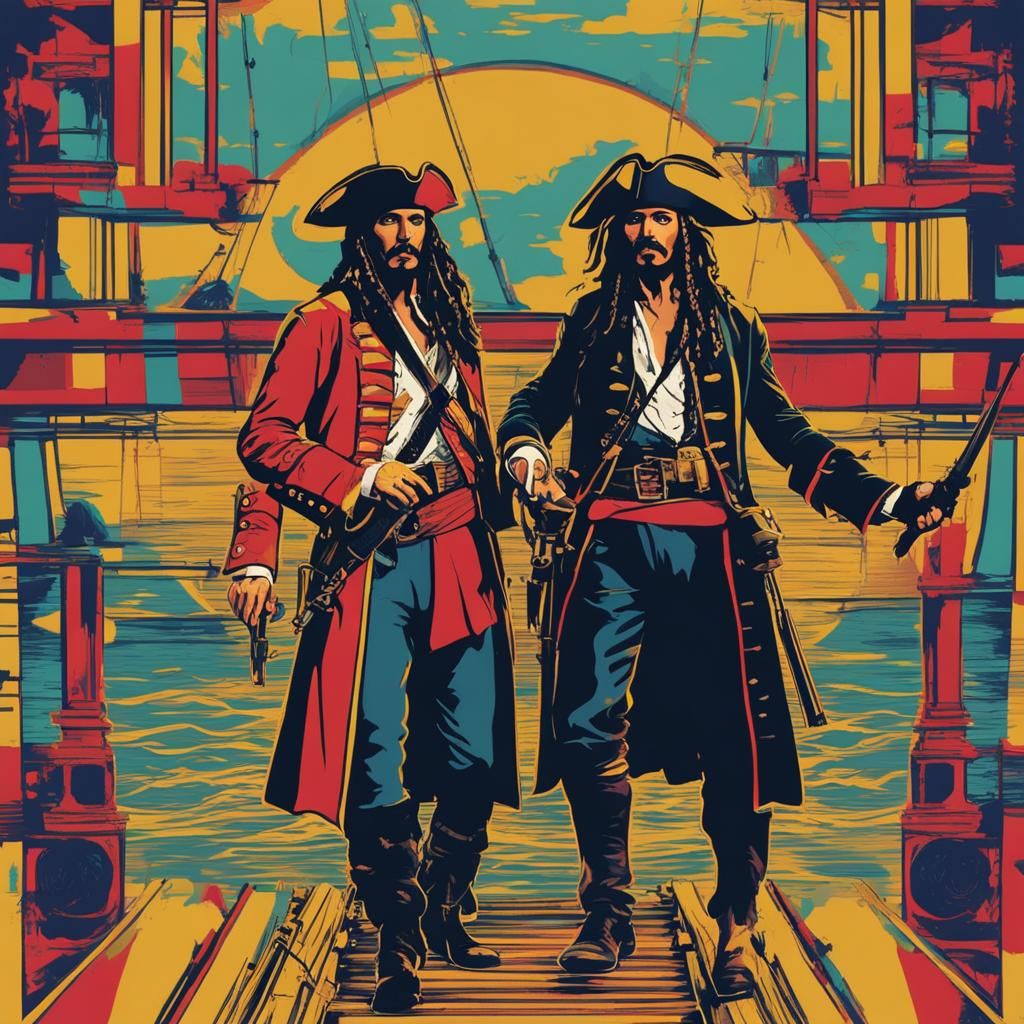 Pirates: Pop Art Screen Print in Triadic Colors