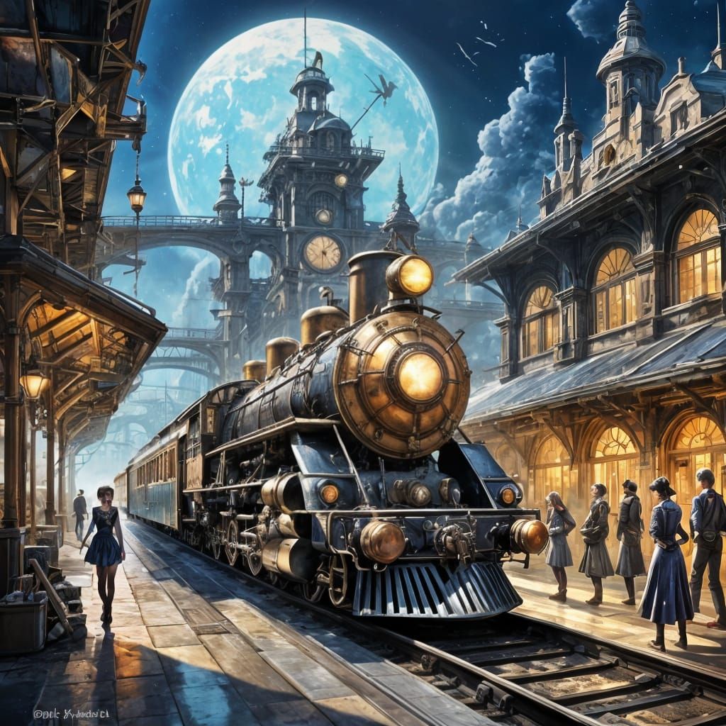 Steampunk Sailor Moon at Magical Train Station