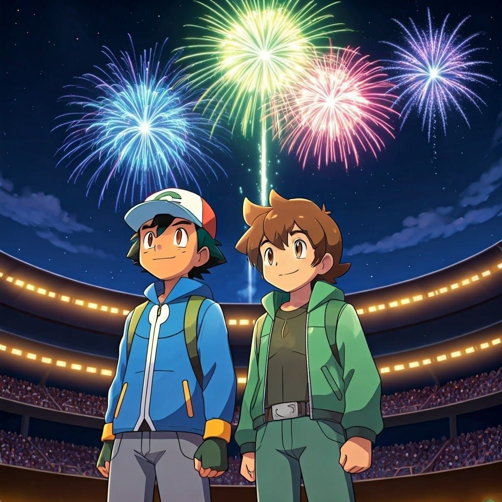 Friends Watch Fireworks, Anime Style