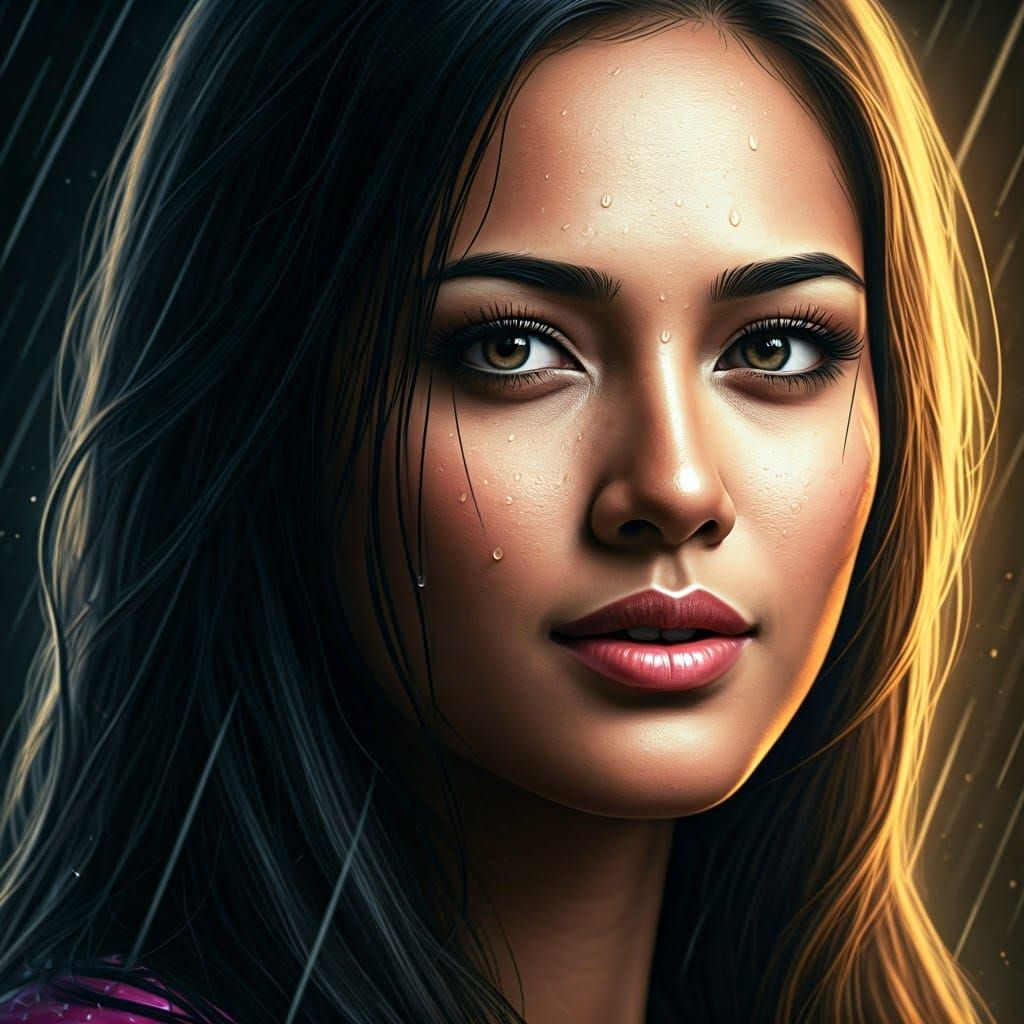 Stunning Portrait of a Woman in Rain