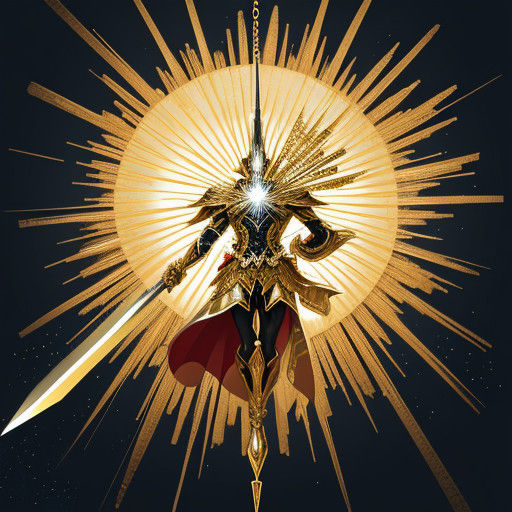 Majestic Gold and Diamond Sword of Damocles in Anime Style