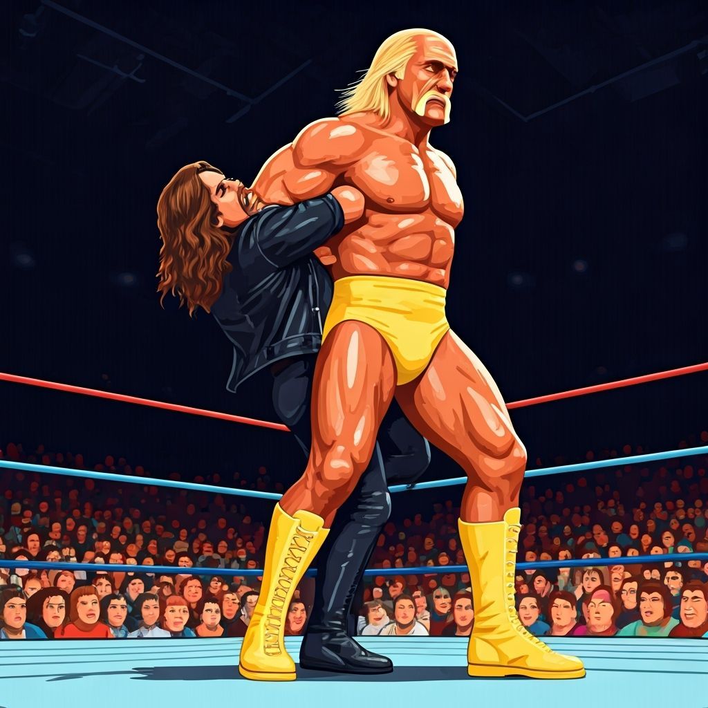 Hulk Hogan Bodyslams Ozzy in 8-Bit Pixel Art