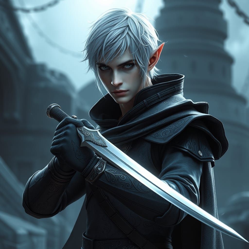 Elven Bladesinger with Rapier in Fantasy Style