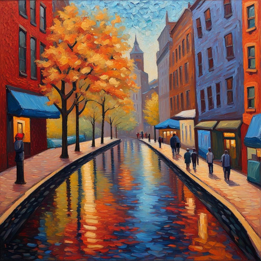 Boston in Expressionist Neo-Impressionism Style