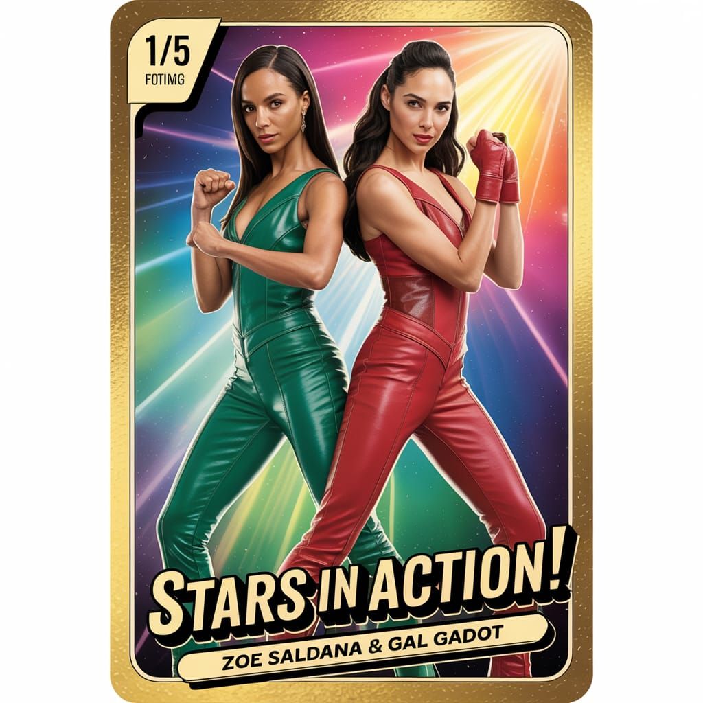 Stars in Action: Saldana & Gadot Trading Card
