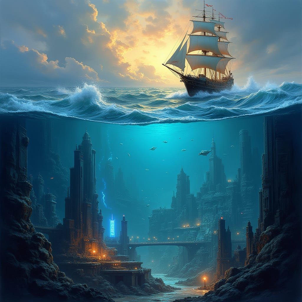 Futuristic Cityscape Rises from the Depths