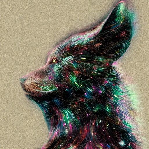 Cosmic Wolf Howling: Holographic Astral Illustration
