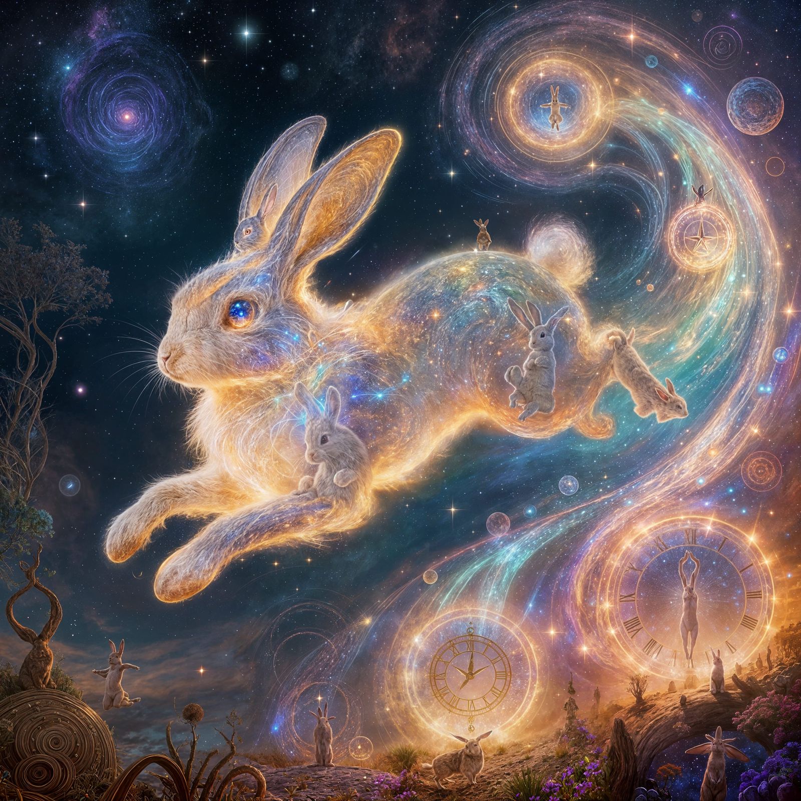 Cosmic Rabbit Leaping Through Time Portals