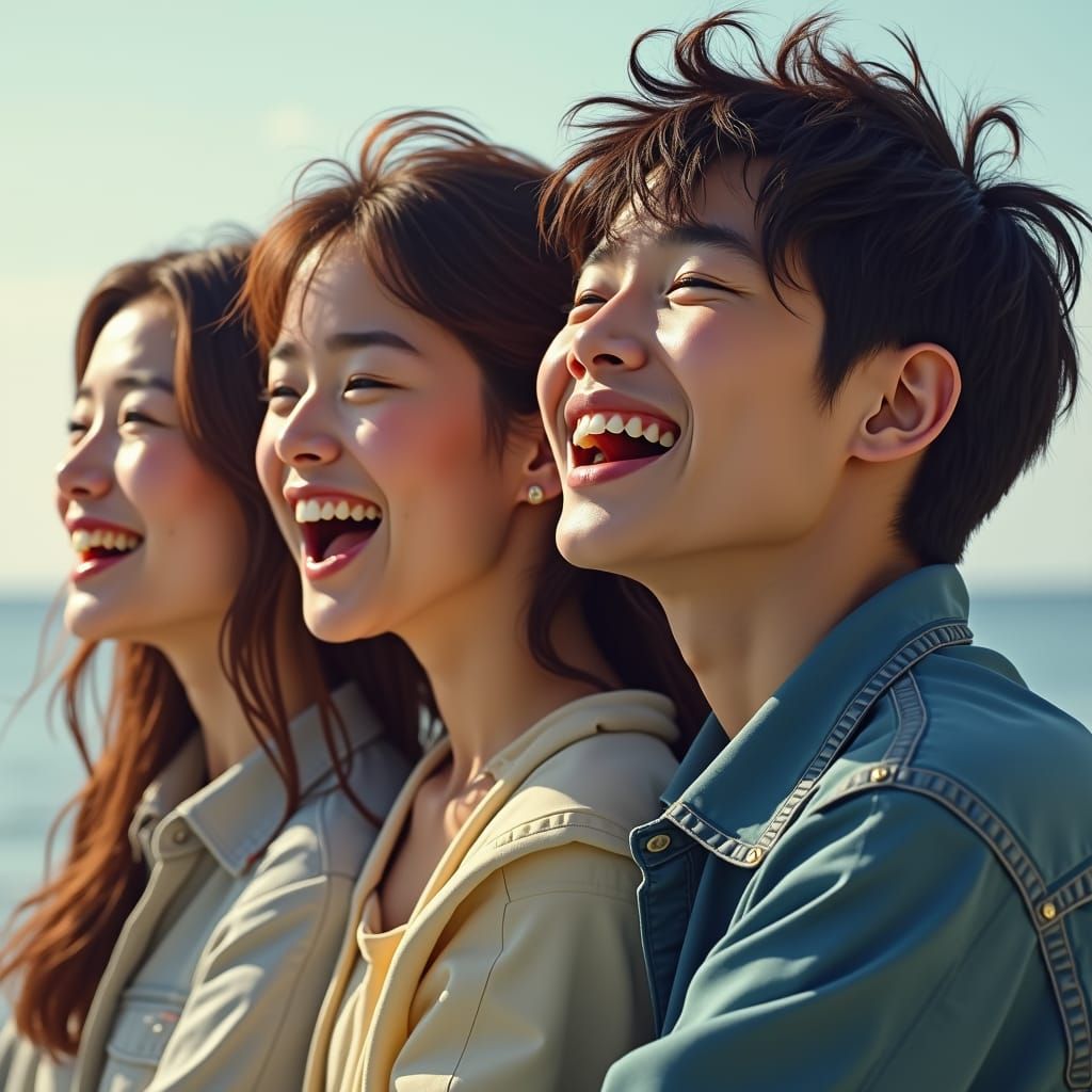 Hopeful People Expressing Relief in Hyper-Realistic Style