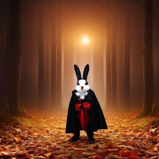 Cute Vampire Rabbit on Halloween Night