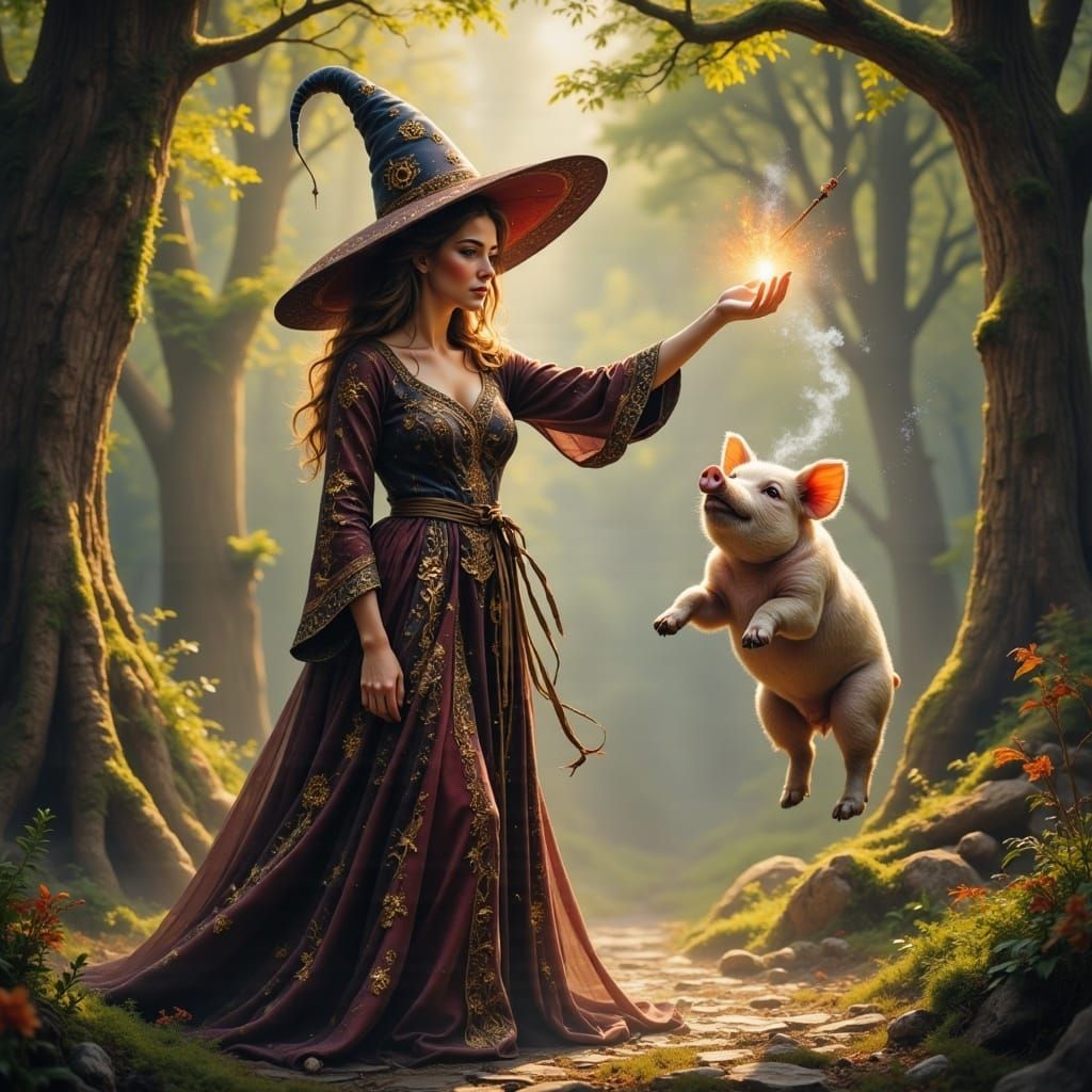 Enchanting Wizard Levitation in Detailed Matte Painting Styl...