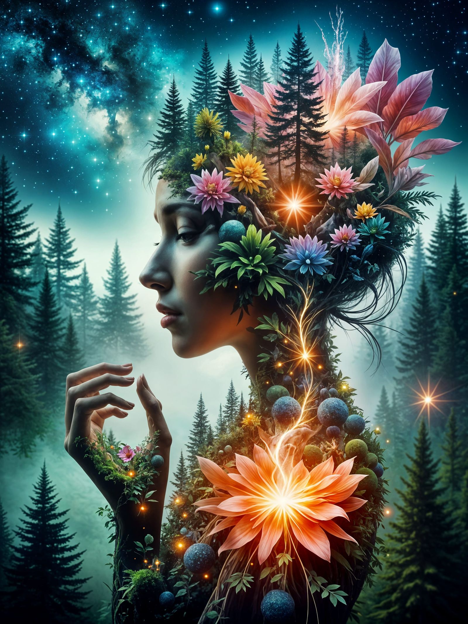 Surreal Dancer Merges with Nature in Digital Art