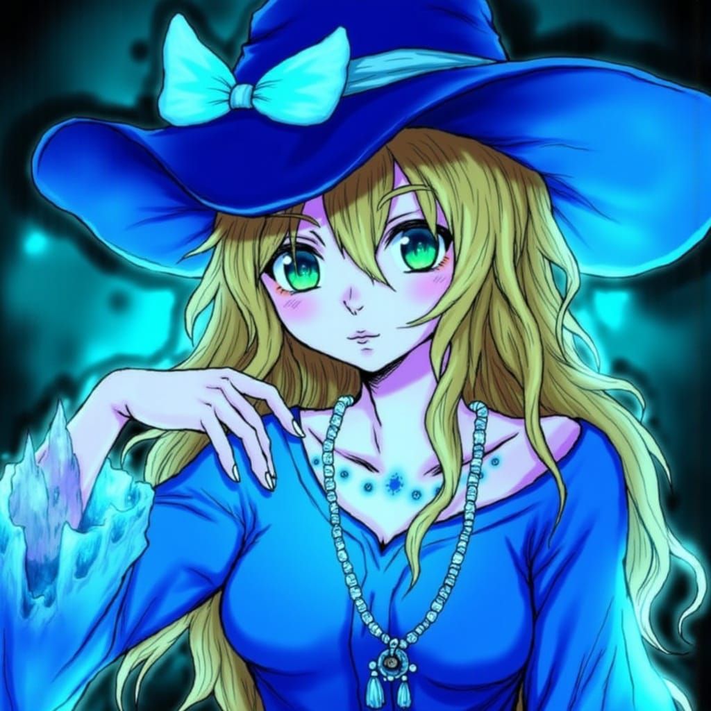 Enchanted High Priestess in Vibrant Anime Style