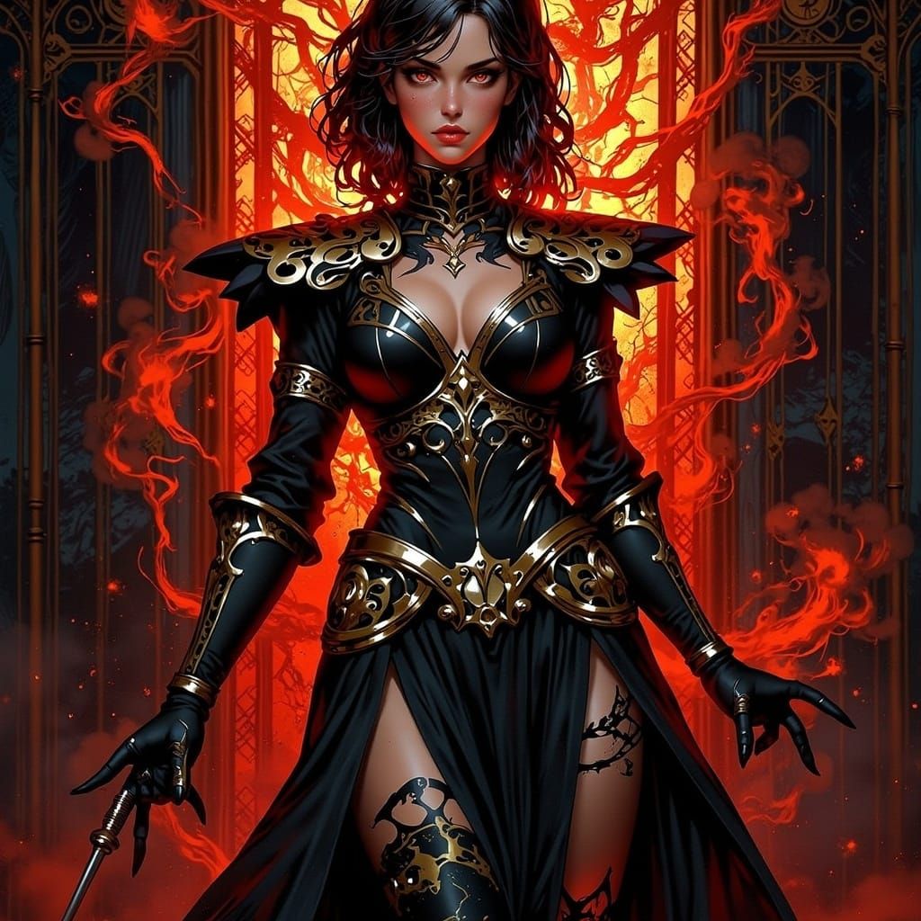 Mystical Woman Portrait in Art Nouveau Style