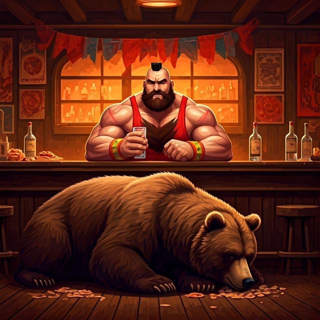 Zangief and the Bear in Soviet-Inspired Wrestling Tavern