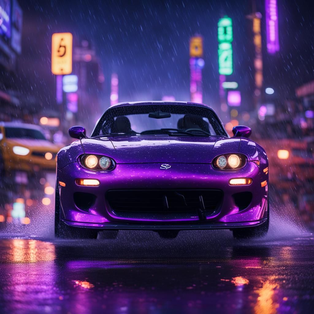 Neon City Miata RX-7 FD: Photorealistic 8K