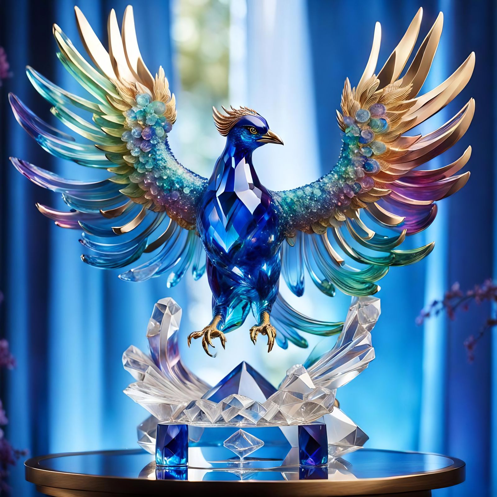 A radiant crystal phoenix