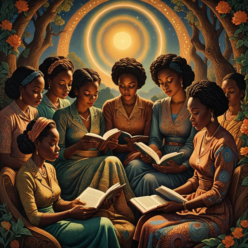 1944 Reading Circle in Pointillism Style