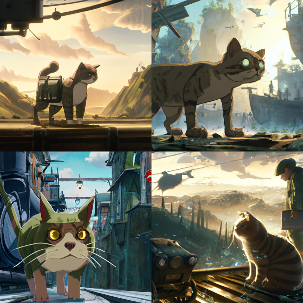 WWII Cat in Studio Ghibli Anime Style