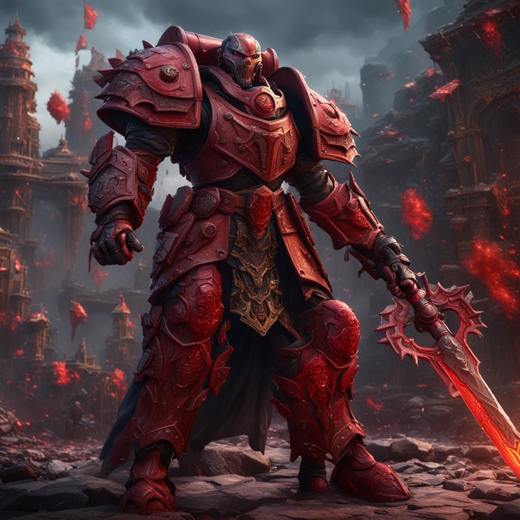 Crimson Sister of Battle: Detailed Matte Painting