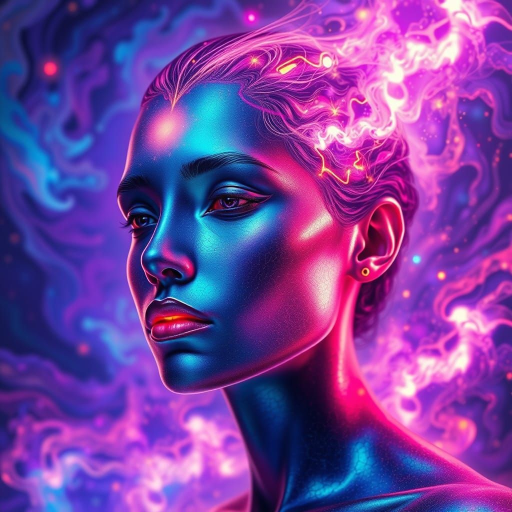 Ethereal Cosmic Being Radiates Vibrant Energy