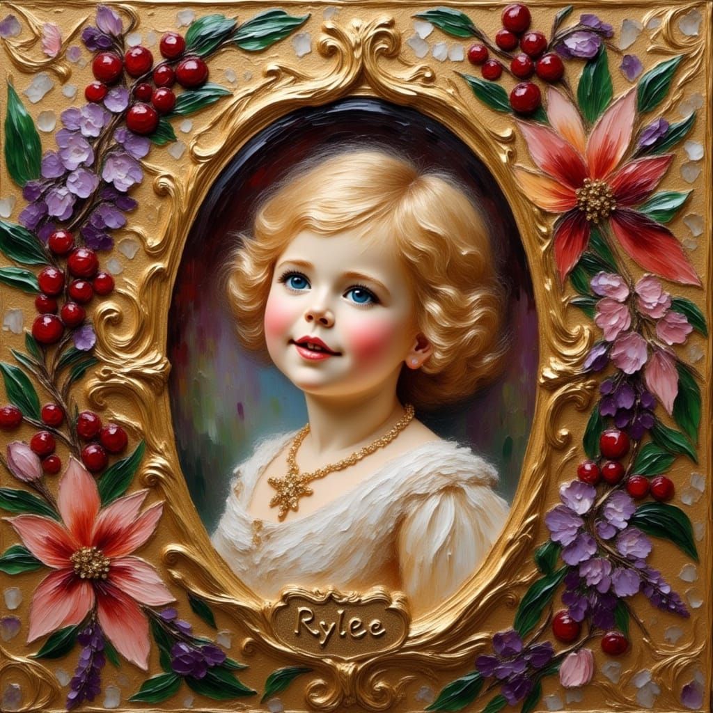 Baby Rylee in Ornate Christmas Cameo Painting