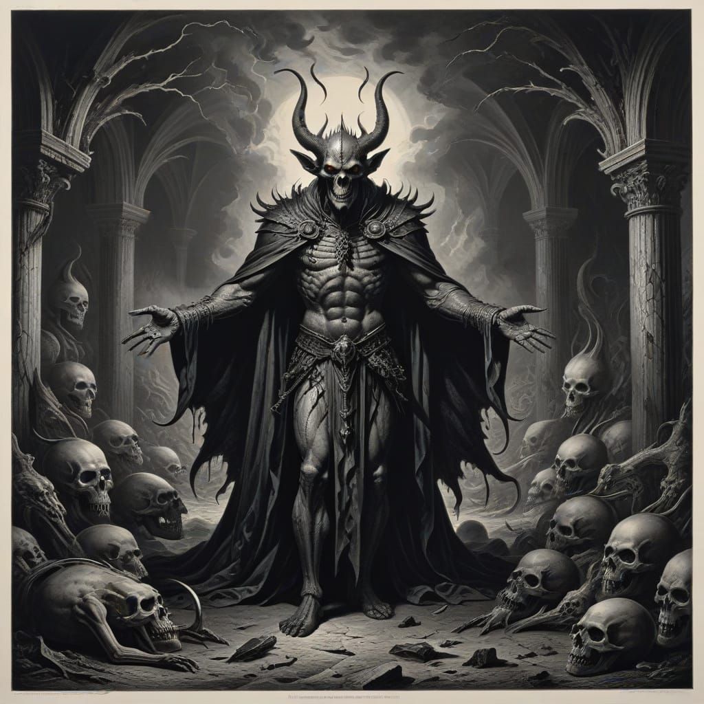 Mephistopheles in Horror Lithography, Gustave Doré Style