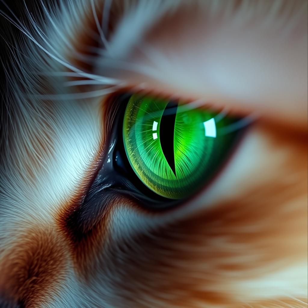 Mesmerizing Green Cat Eye Close-up Portrait