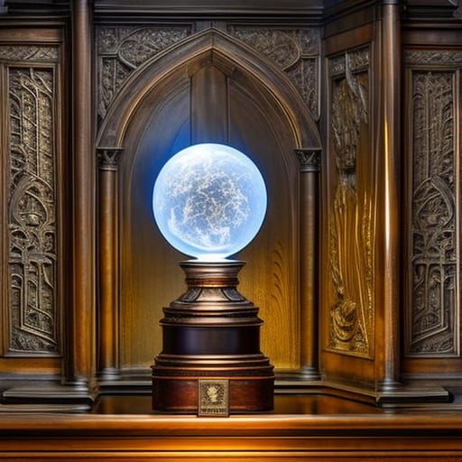 Sorcerer's Library: Crystal Orb with Mythical Worlds